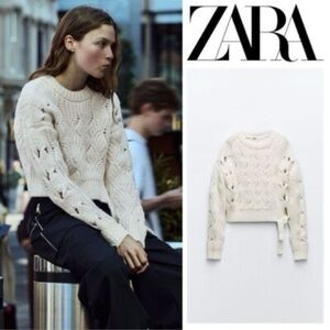 Zara Cream Cable Knit Sweater